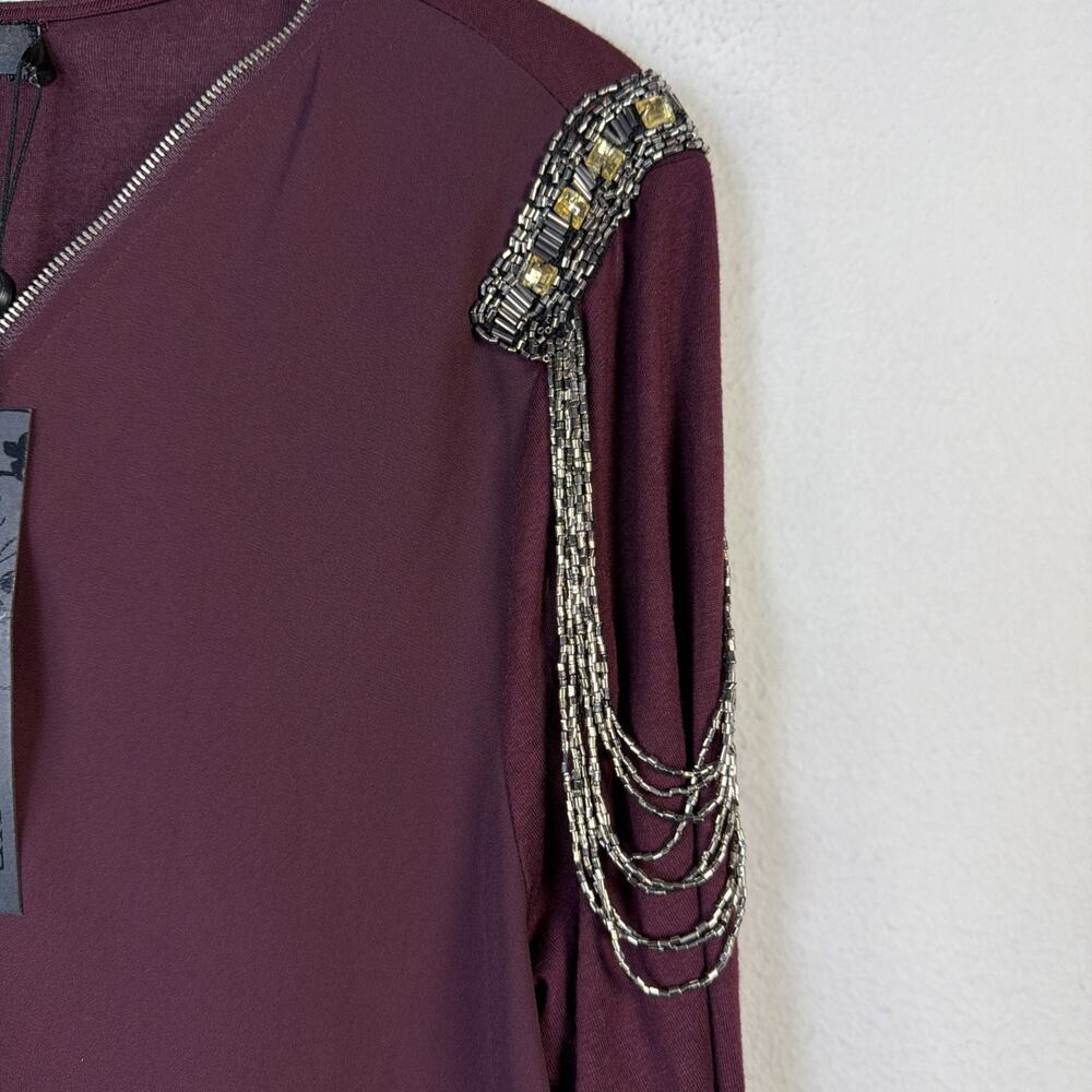 Buckle BKE boutique metal top military utility burgundy medium whimsygoth NWT - Picture 4 of 12